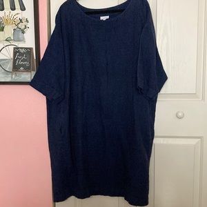 PURE J.Jill linen dress, 4x, EUC, dark blue w/side pockets, wide, roomy, comfy